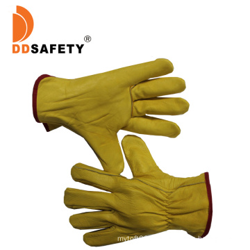 Gold Supplier Yellow Cow Grain Leather Driver Work Glove